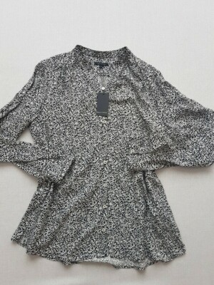 MARC O´POLO Bluse  Langarm Gr.44=GB16 organic cotton schwarz/weiß**NEU*