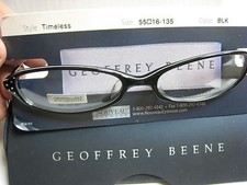 GEOFFREY BEENE EYEGLASS FRAMES Style TIMELESS in BLACK 53-16-135 W/ Case