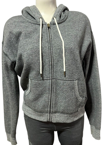 American Eagle Women's Hoodie Jacket Size L Gray Full Zip Hooded Sweatshirt