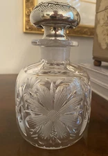 Gorham Sterling Top Decanter American Brilliant Cut Glass 19c Art Nouveau