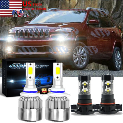 For 2014+2016 Jeep Cherokee White 9012 LED Headlight + 5202 Fog Light Bulbs C9