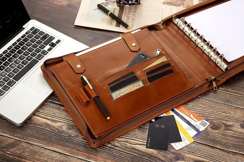 Elegant Brown 7-Ring Zippered Check Binder for 600 Business Checks & Documents - Picture 10 of 11