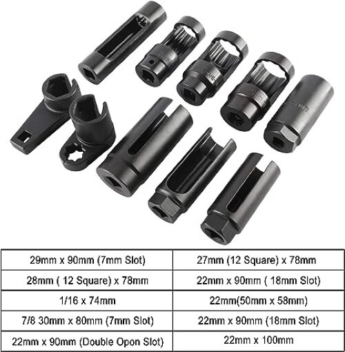 GEARZAAR 10-Piece Oxygen Sensor Socket Set – Includes Oil Pressure Sending Unit Removal Tool