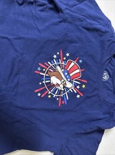 Buc-ees Youth Medium Beaver 4Th Of July Blue Freedom Ringing Uncle Sam Shirt USA