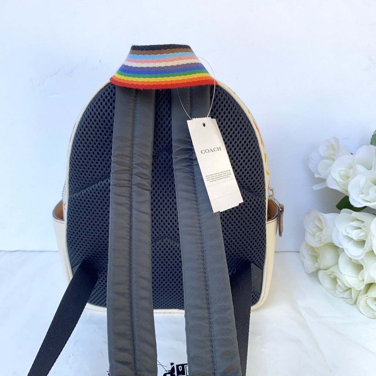 NWT Coach Mini Court Backpack In Rainbow Signature Canvas  display picture 1