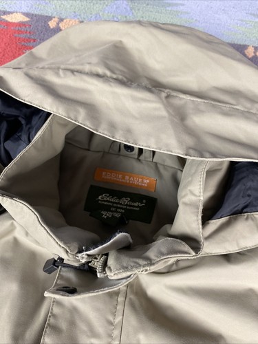 Eddie Bauer Hoodie Jacket Khaki Tan Outdoors Rain Mens sz M - Picture 4 of 6