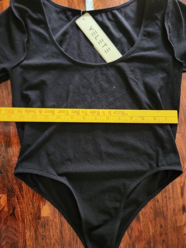 Body YELETE Negro Elástico Nylon Spandex Talla Única Manga Corta - Imagen 7 de 8