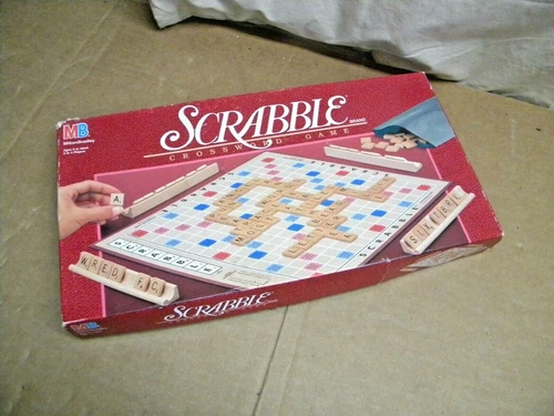Vintage 1989 Scrabble Board Game MILTON BRADLEY Crossword COMPLETE Wood