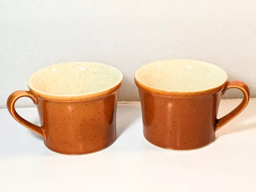 Vintage Imperial By W. DaltonTangerine Stoneware Coffee Tea Cups Mugs Set of 2