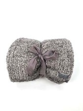 NWT BAREFOOT DREAMS COZYCHIC HEATHERED ASH DOVE GRAY POM-POM BEANIE  SCARF SET