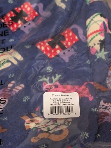 Vera Bradley Lunch Crossbody Insulated Bag CATNIP CHRISTMAS 🐈 🎄 New V391 - Picture 5 of 6