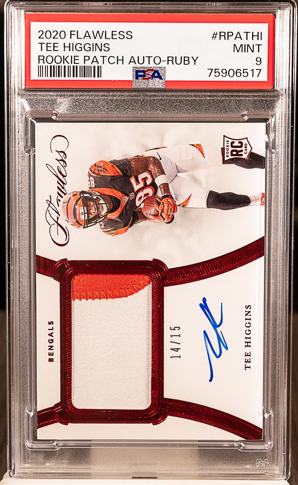 Tee Higgins Panini Flawless Rookie Patch Autograph #RPATHI Ruby