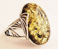 BALTIC AMBER 100 925 STERLING SILVER RING GORGEOUS NATURAL Amber 7.0gr SZ 7.75