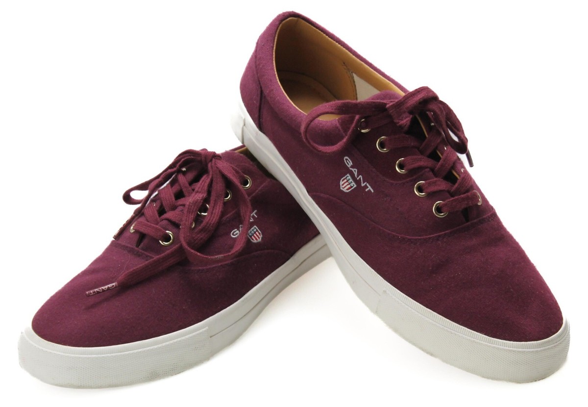 GANT Shoes Men's EU 43 Canvas Low Top Lace Up Burgundy Sneakers