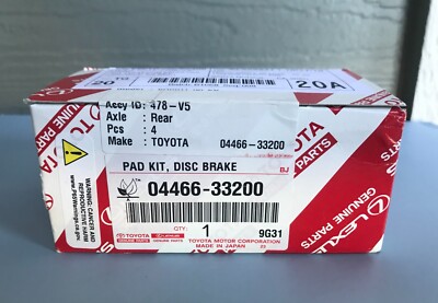 04466-33200 New Toyota Pad kit, disc brake, Rear, Genuine OEM Part