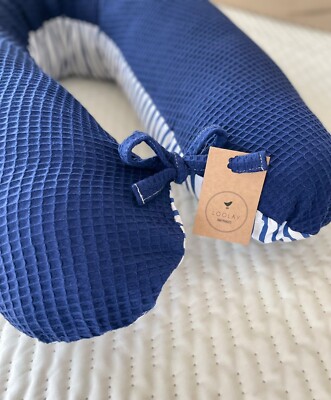 Waffelpique BLAU/Streifen BLAU Seitenschläferkissen Stilllkissen Schwangerschaft