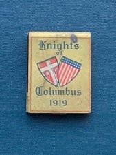 Knights of Columbus Match Box Holder Emblem Metal Hinged 1919