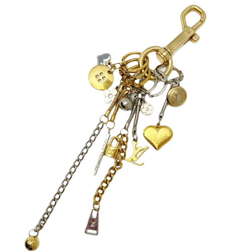 Louis Vuitton Monogram Flower Heart Button Padlock Zip Bag Charm Japan [Used]