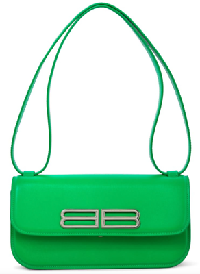 ☆【BALENCIAGA】☆SMALL CROCODILE BB GOSSIP CROSSBAG GREEN☆ NWT Balenciaga Gossip BB Logo Kelly Green Calf Leather Flap