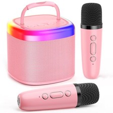 Kids Karaoke Machine Portable Bluetooth Karaoke Speaker With 2 Wireless Mics 