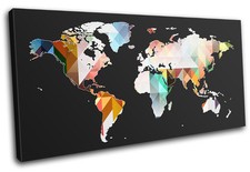 World Map Geometric  Maps Flags SINGLE TOILE murale ART Photo Print