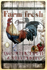 Rooster/Chicken Metal Wall Sign 12" x 8"