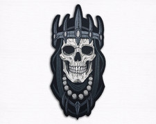 Gothic Skull King Back Patch Embroidered Large Biker Jacket Vest Patch
