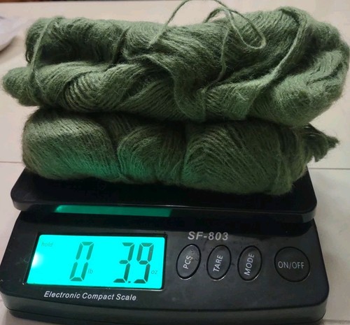 Wool SAGE GREEN (3) Partial Skeins Total 3.9oz Fingerling No Label Very Soft - Picture 1 of 2