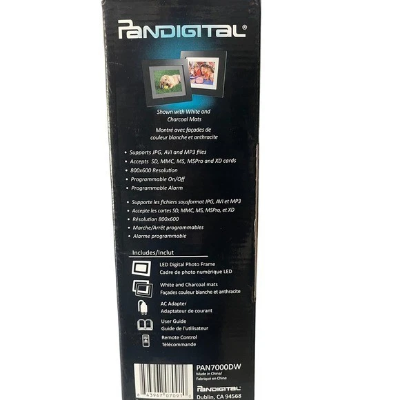 PanDigital 7" LED Digital Photo Frame 6400 Images White Charcoal Mats New Open B - Image 4 of 4