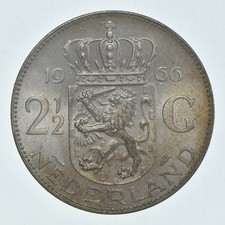 SILVER - WORLD Coin - 1966 Netherlands 2 1/2 Gulden - World Silver Coin *675