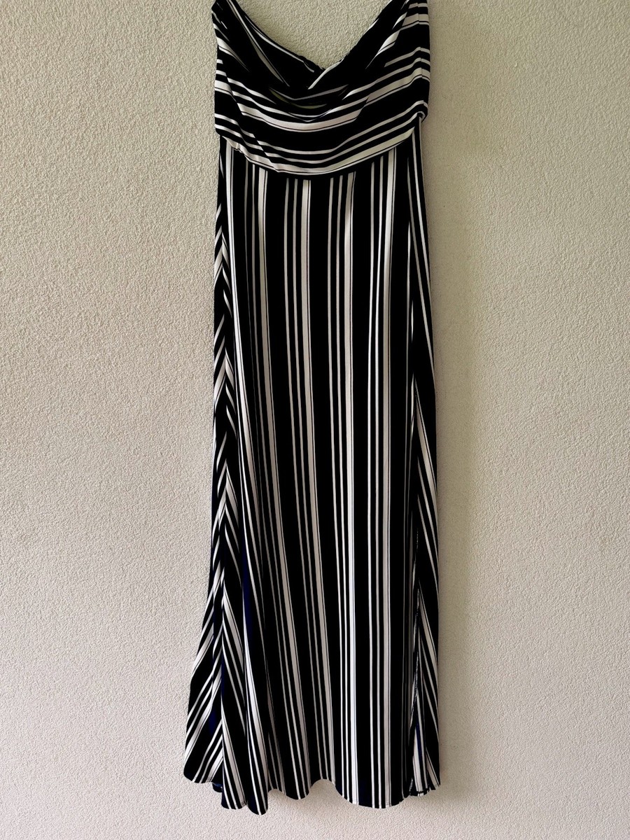 Banana Republic Navy White Strapless Maxi Dress Size S