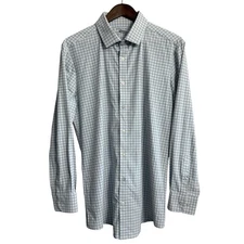 Mizzen + Main shirt men's medium trim preppy plaid performance stretch blue red