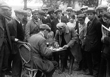 Peugeot factory racer Paul Pean winner 1919 Paris-Reims-Paris photo press photo