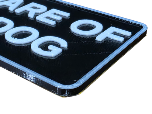 Attention au Chien 3D Signe Extérieur Petg Adhésif Imperméable Plaque 150x75mm - Photo 3 sur 4