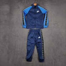 Nike Tracksuit Set Boys 4T Blue Full Zip Jacket Taped Logo Jogger Pants