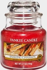 Yankee Candle "SPARKLING CINNAMON" ~ Festive ~ SMALL 3.7 oz. ~ WHITE LABEL ~ NEW