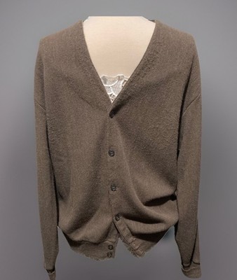 Vintage Steeplechase Unisex XL Brown Button Front Cardigan Merino Wool USA