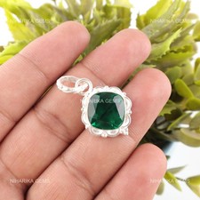 Labo Vert Émeraude Gemme 925 Argent Sterling Anniversaire Valentine Pendentif