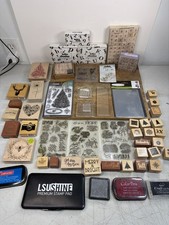 56 Piece Wood Mounted Rubber Stamps Alphabet Holiday Inkpads Random Tools Ect  