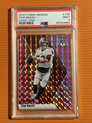 Panini 2020 Mosaic Tom Brady Camo Pink Mosaic Prizm #135 PSA 9 Buccaneers