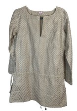 Vintage Costume Kurta L Sl Sand Geo Embroidered Drop Waist Ren Fair Boho M