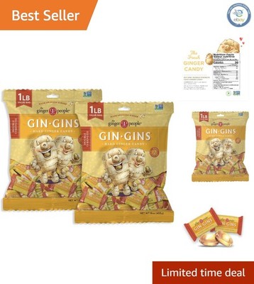 GIN GINS Ginger Candy   Spicy-Sweet, Healthy Double Strength Treats, 2 x 16 oz