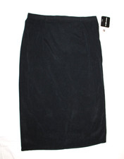 SAG HARBOR Women's Size 18 Long Black Missy Unlined Skirt with Side Slit - NWT