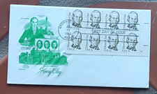 HENRY CLAY REKNOWN ORATOR THE GREAT PACIFICATOR 1983 ARTMASTER FDC PLATE#BLOCK12