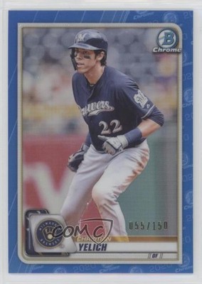 2020 Bowman Chrome Blue Refractor 55/150 Christian Yelich #76 0hk3