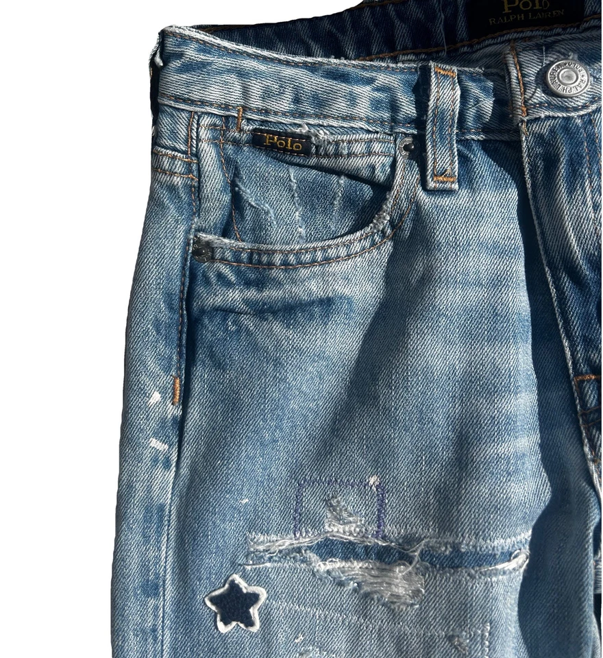 Pantalones de mezclilla Polo Ralph Lauren ajustados novio coloridos retazos niñas talla 7 $100 Foto 2 de 4