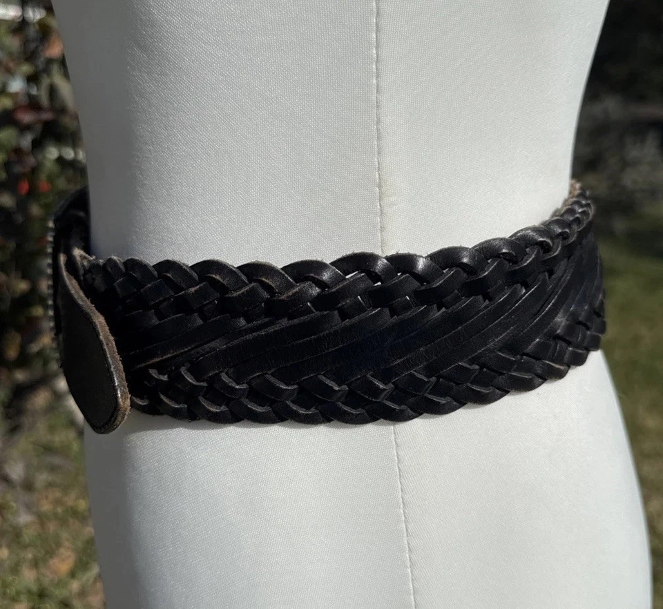 Vintage Brighton Women’s Braided Woven Leather Belt Silver Buckle Western 28”-31 - Image 4 of 4