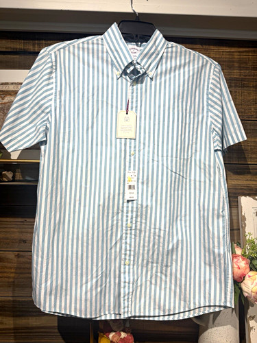 Brooks Brothers Friday 18 Men's Short Sleeve Button-Down Shirt Blue/White M