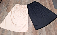 Lot of 2 Vtg Warners Perfect Measure Half Slips nylon lace trim XL Black Ivory