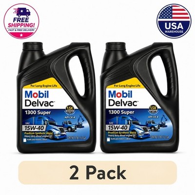 Mobil Delvac 1300 Super 15W-40 Diesel Engine Oil Synthetic Blend 1 Gallon 2 Pack